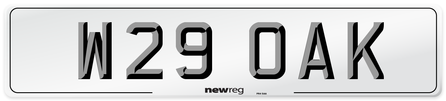 W29 OAK Number Plate from New Reg